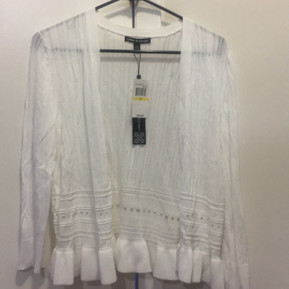 White 3/4 sleeve cardigan